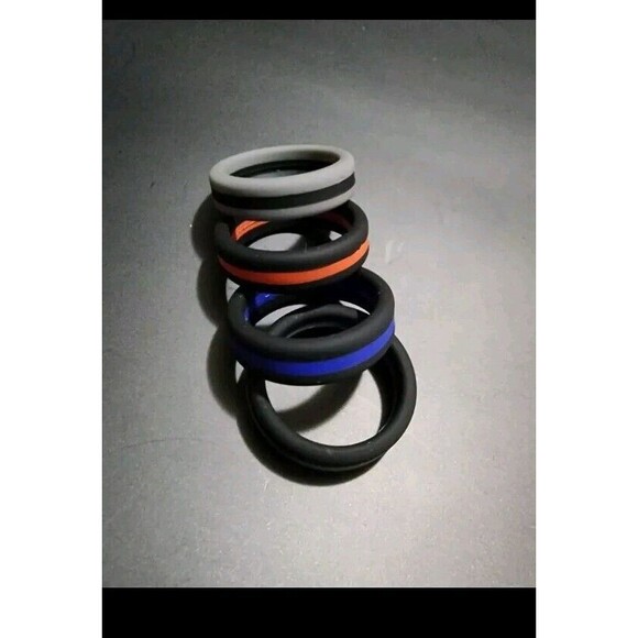 ODOME SIZE 10 SILICONE BAND RINGS 4PK RUBBER COMFORT JEWELRY WEDDING FASHION - Picture 2 of 6